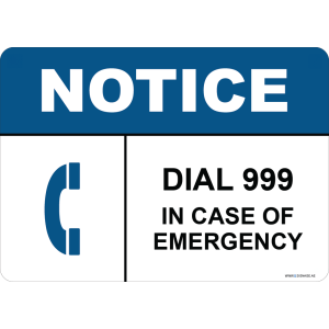G Signage - "Dial 999 In Case Of Emergency" - OSHA Notice Sign